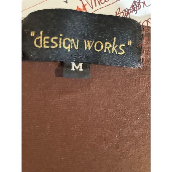 Design Works V-neck Brown Boho Blouse Size Medium - Picture 9 of 12